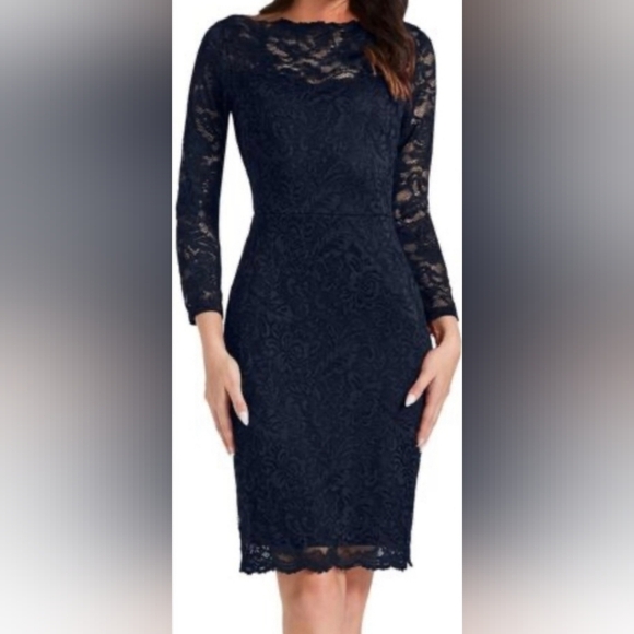 Floral Lace Long Sleeves Dress - Picture 1 of 9